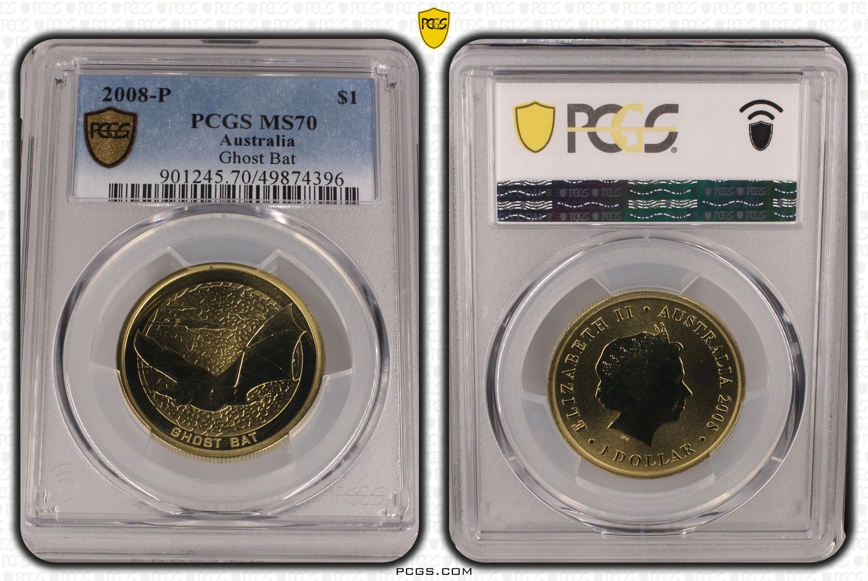 Ghost Bat POP 1/0, One Dollar, 2008-P, PCGS MS70