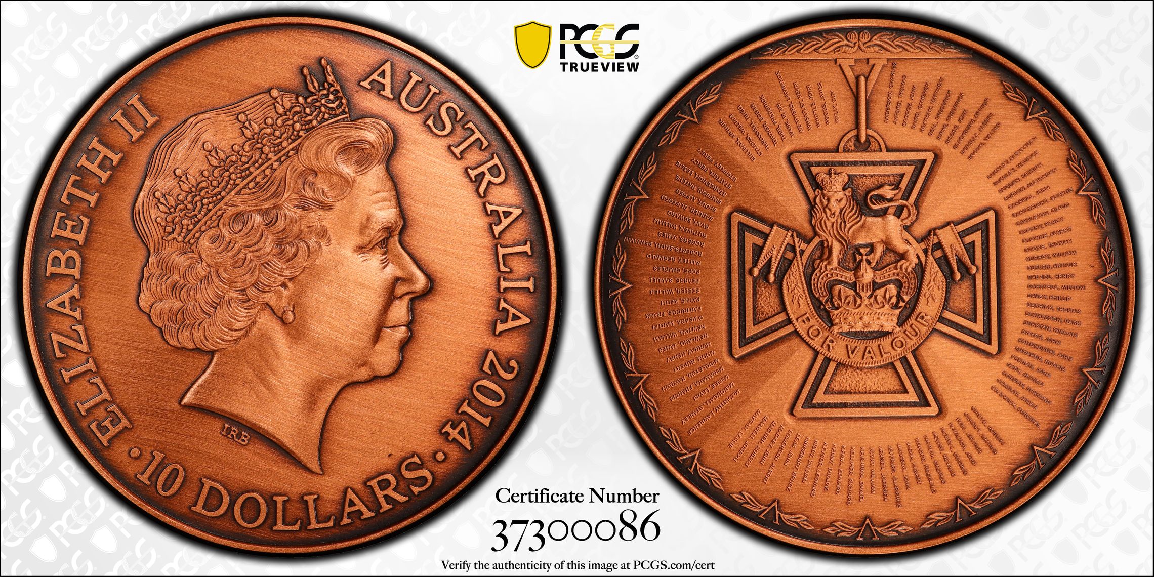 2014 Australia Ten Dollar, $10 Victoria Cross PCGS - MS69 POP 6/0 -086