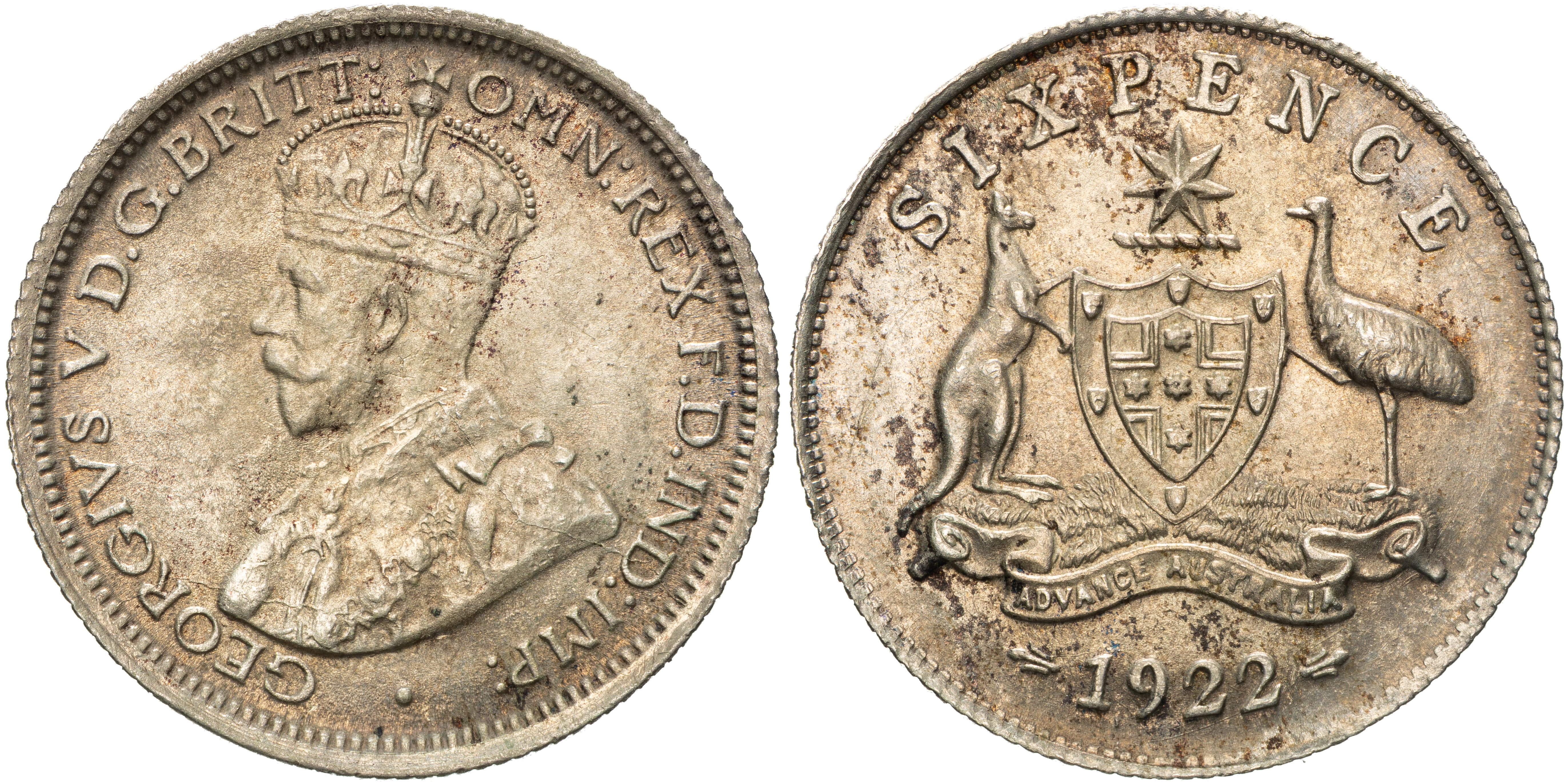 George V, Sixpence, 1922, CHU