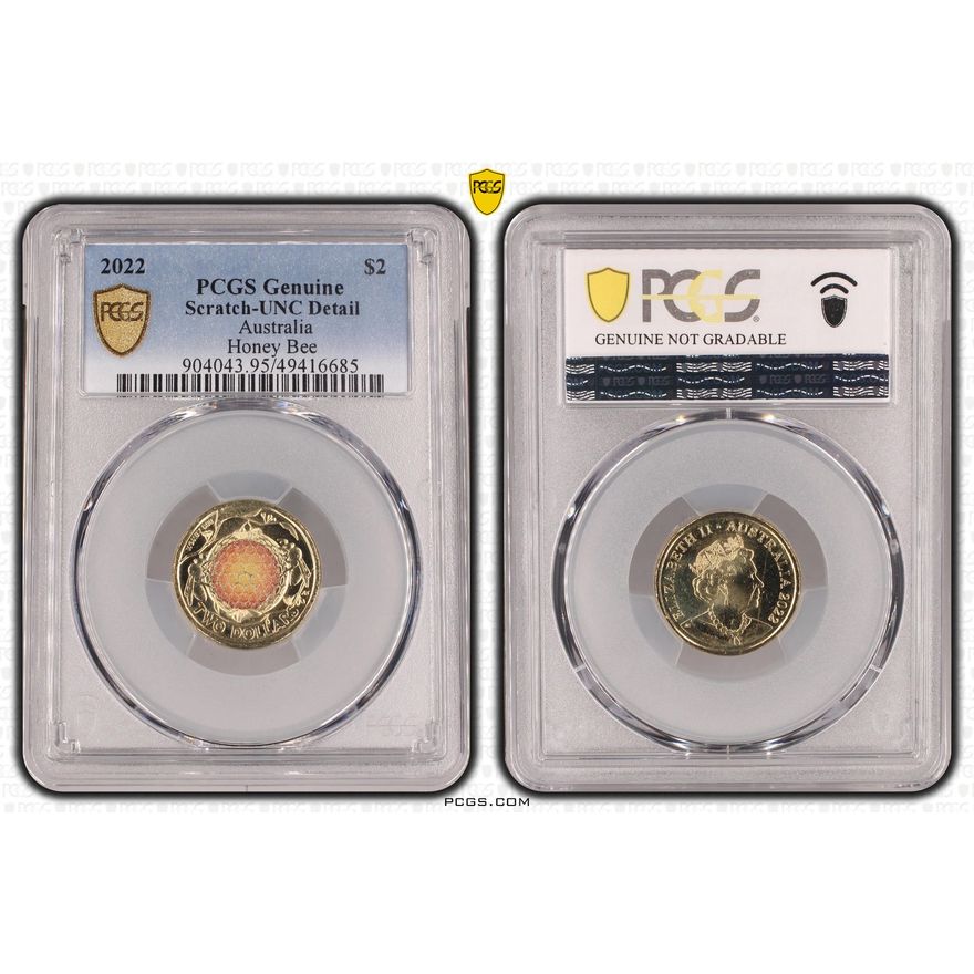 Honey Bee Colorized, Two Dollar, 2022, PCGS Genuine  - UNC Details (95 - Scratch)