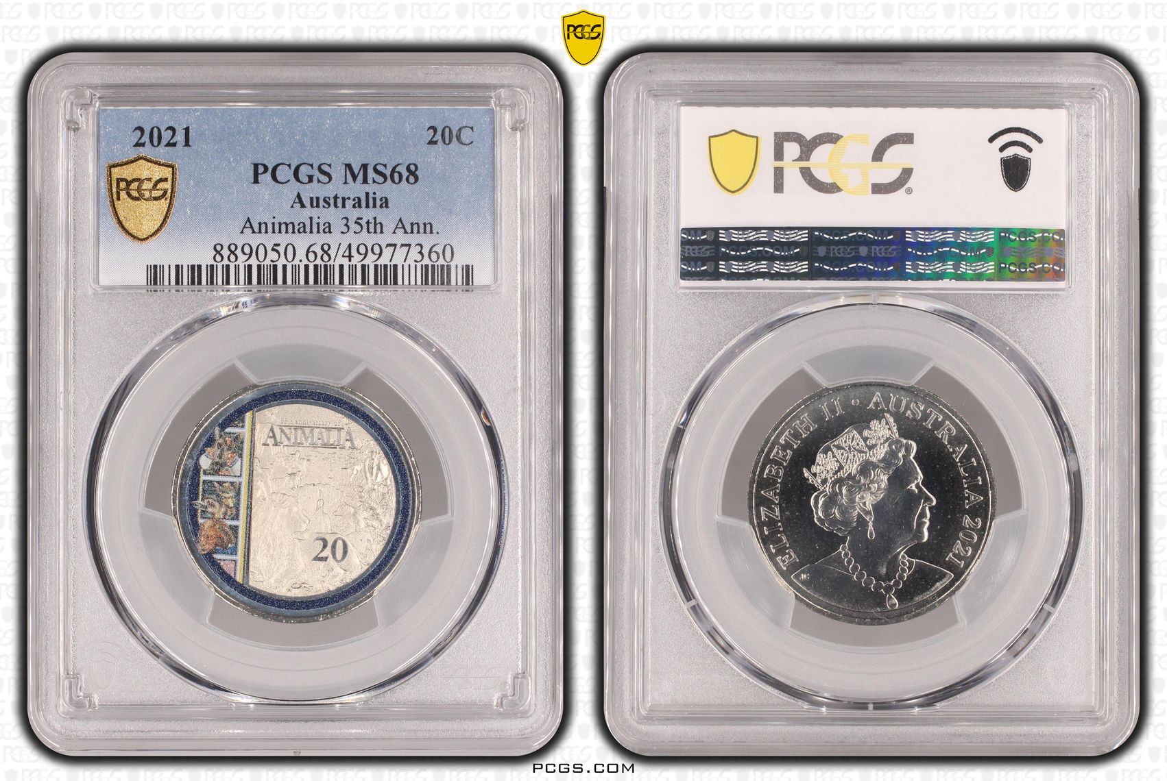 Animalia 35th Ann. , Twenty Cent, 2021, PCGS MS68