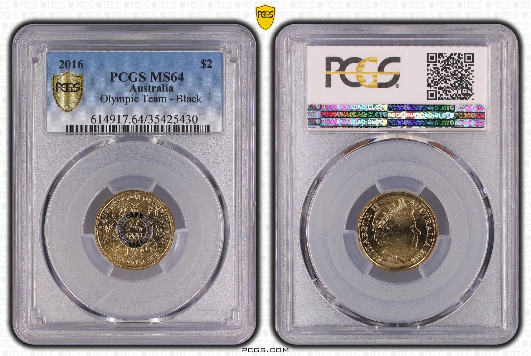 Olympic Team - Black Colourised, Two Dollar, 2016, PCGS MS64