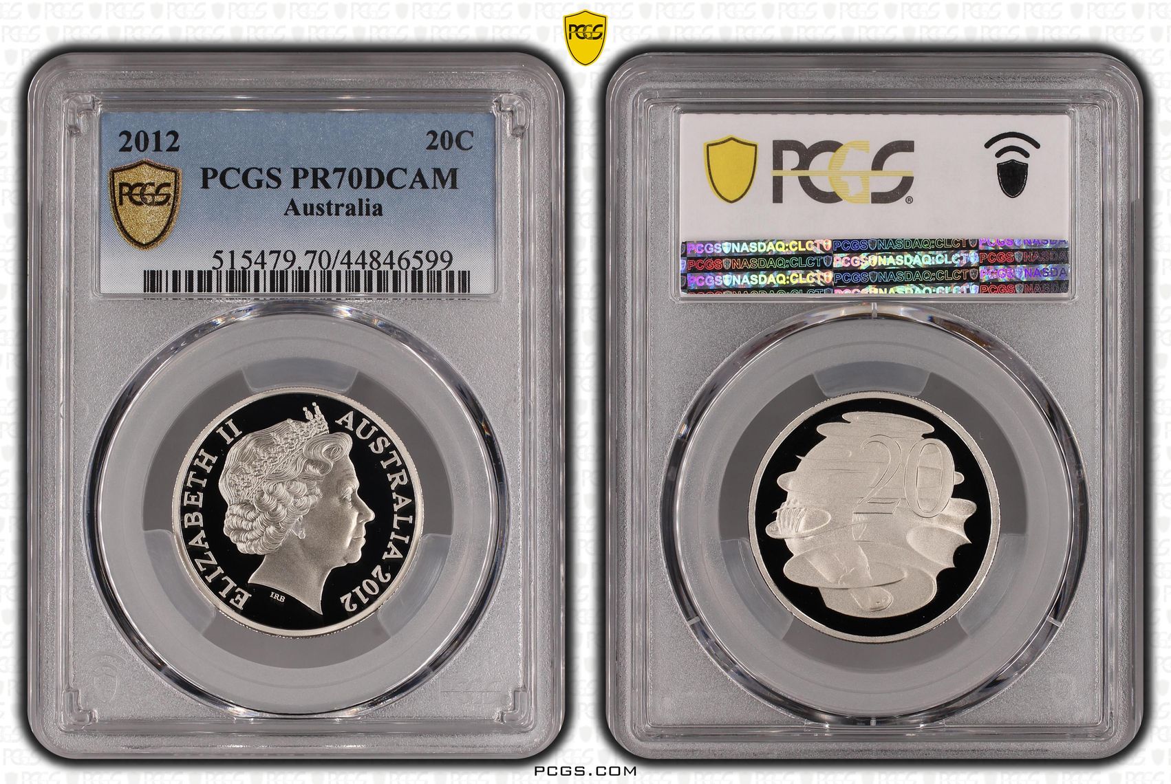 Top pop, Twenty Cent, 2012, PCGS PR70DCAM
