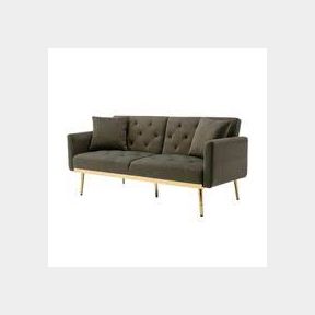 BRAND NEW - Roma Velvet Sofa Bed 3 Seater With Gold Legs - Mocha-51464/7055 B8 (S6) B D