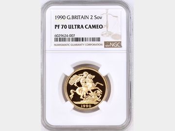1990 ELIZABETH II PROOF GOLD TWO POUND COIN PF70 ULTRA CAMEO