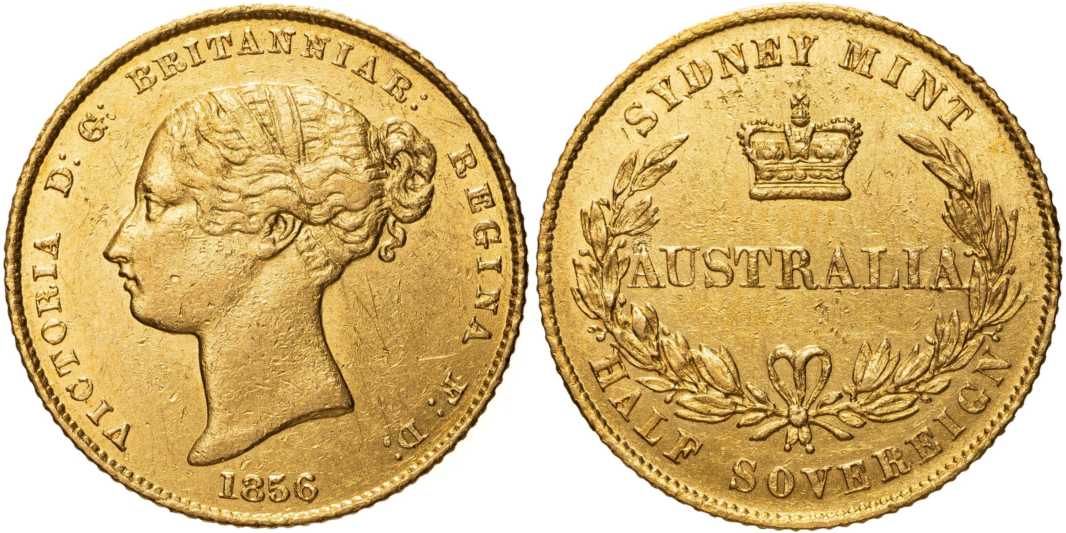 Victoria, Sydney Mint Reverse - Type I, Half Sovereign, 1856, aEF