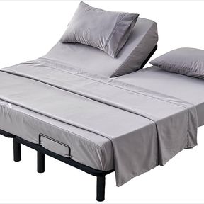 Kingnex 32-34 Split Top King Sheets Sets for Adjustable 4 Pcs Flex Head King Bedding Set Black
