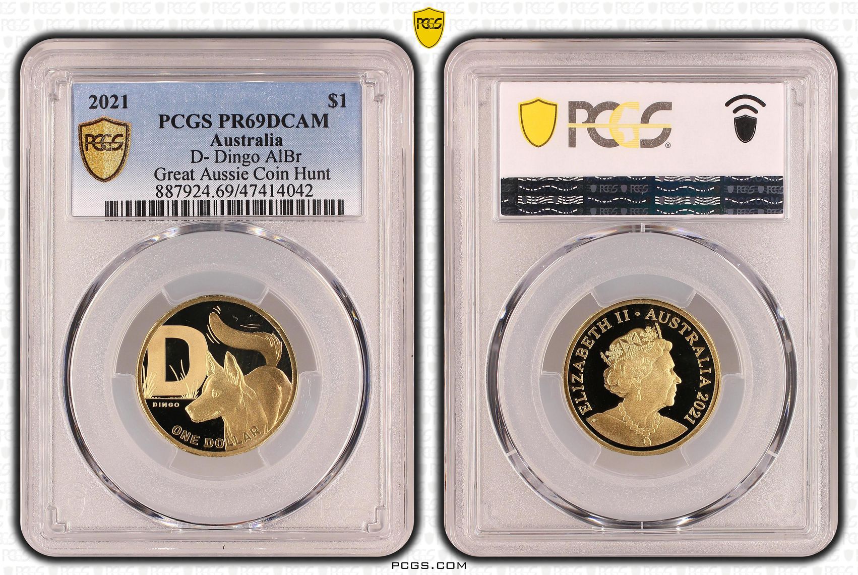Elizabeth II, D- Dingo AlBr, One Dollar, 2021, PCGS PR69DCAM