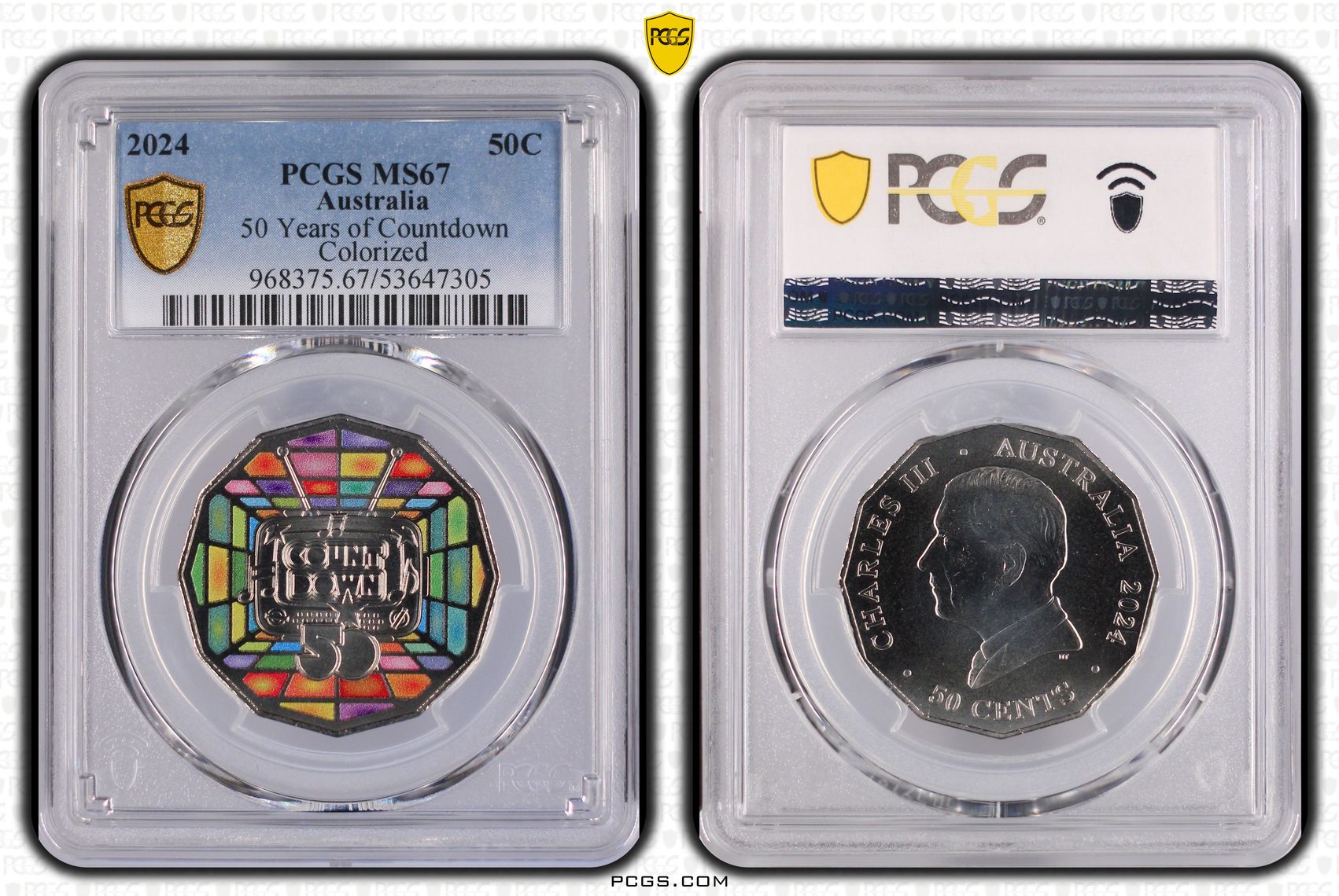 50 Years of Countdown Colourised, Fifty Cent, 2024, PCGS MS67