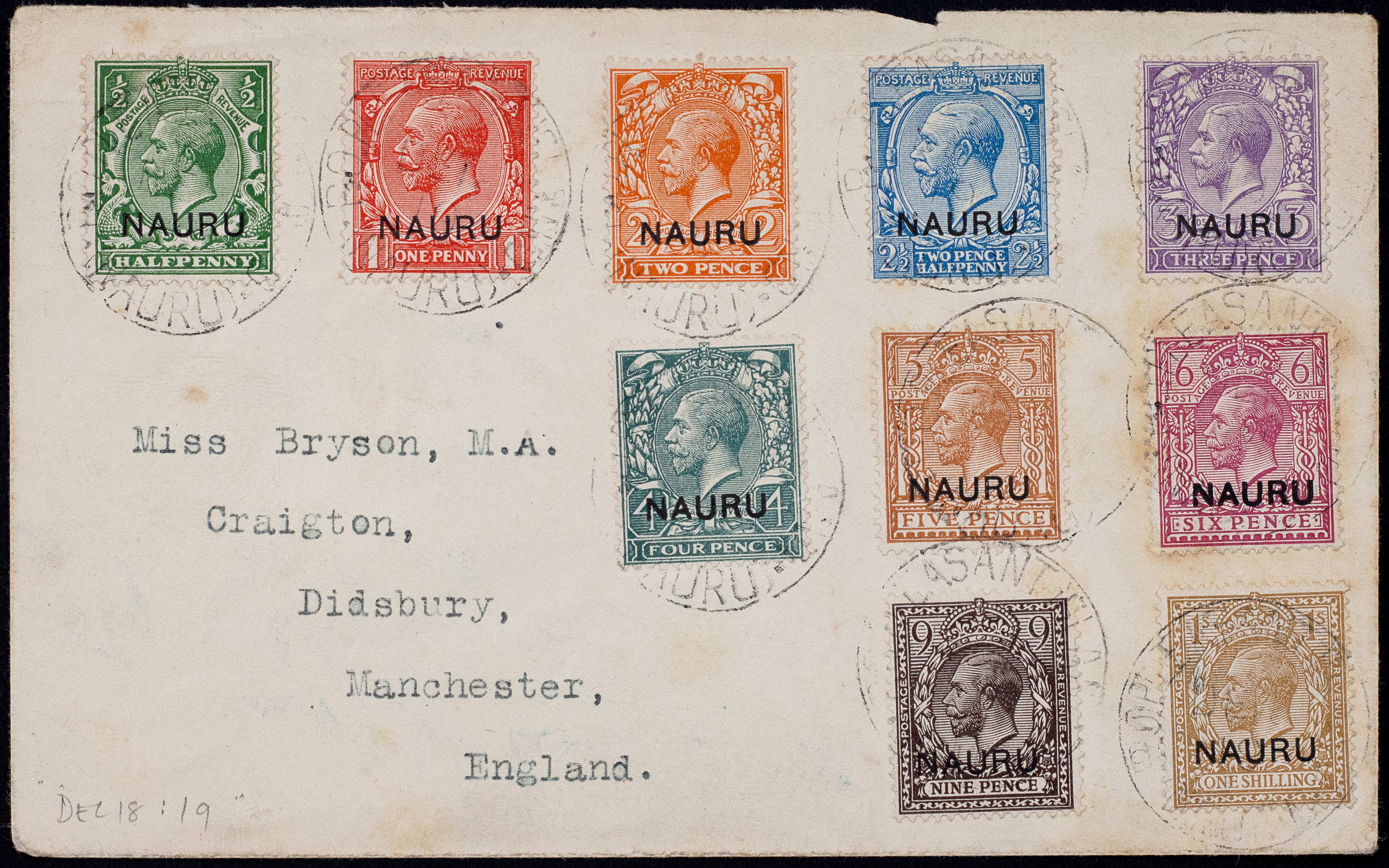 Nauru, KGV, Side Face Overprints, 1916, Good