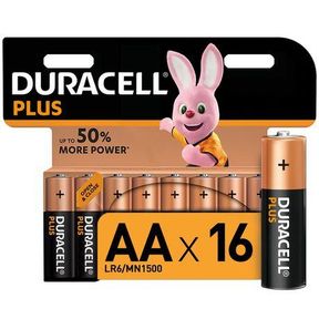 Duracell Plus AA Alkaline Batteries 1.5V LR6 MN1500 16 Pack Up to 100 Extra Life|