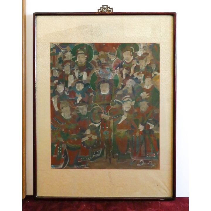 Old Korean Immortals Painting Framed- 29x22''