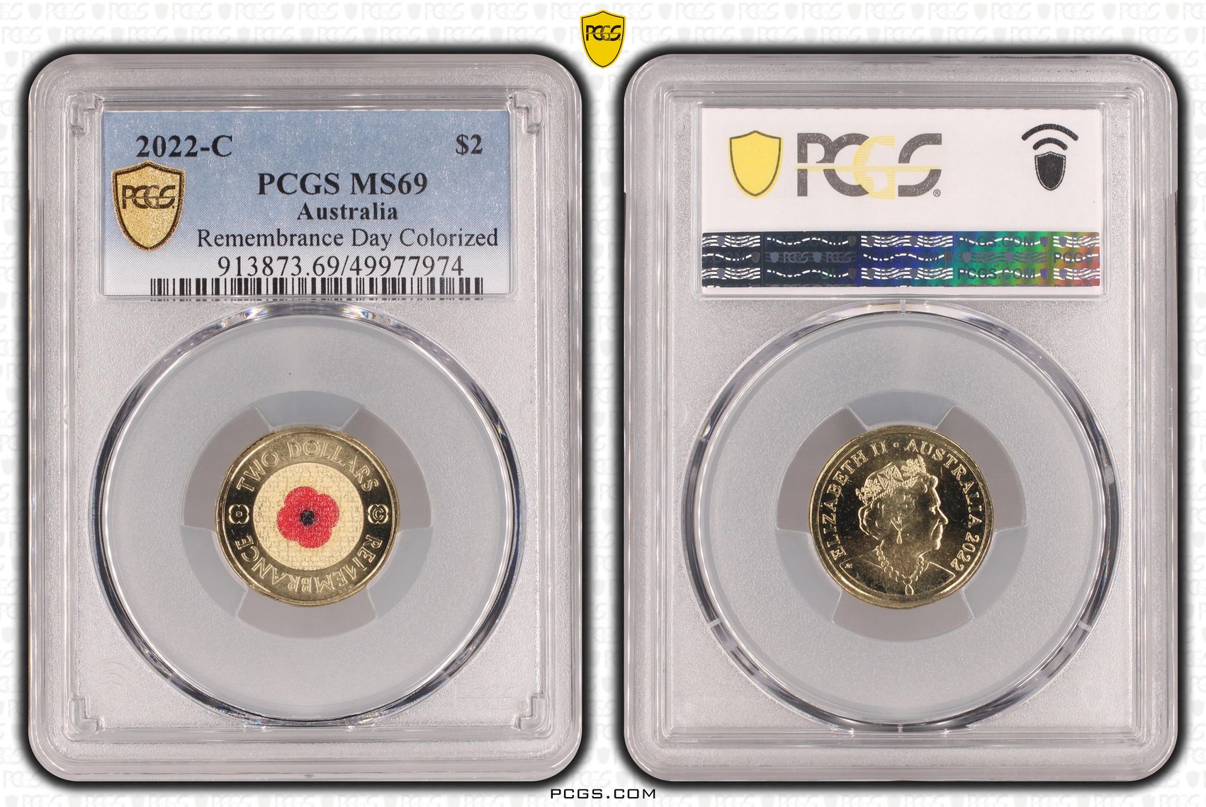 Remembrance Day Colorized, Two Dollar, 2022-C, PCGS MS69