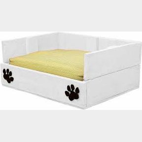 Handmade Wooden Dog Bed with Cushion Natural Pine M | 1 LEG MISSING