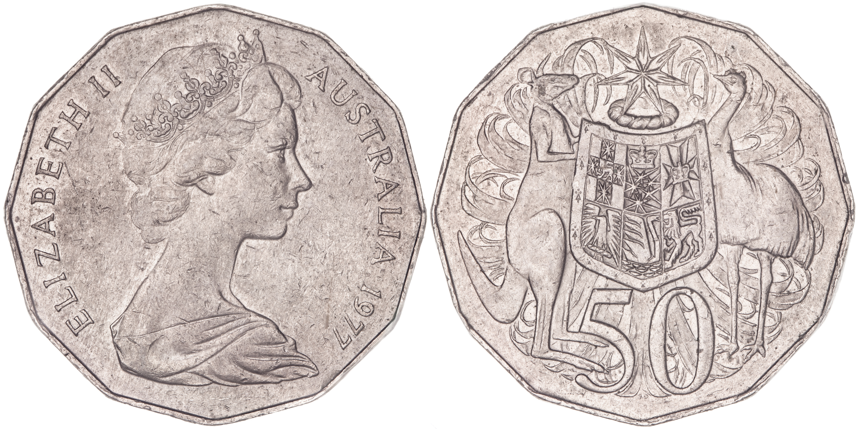 Elizabeth II, Fifty Cents, 1977, PCGS AU 55
