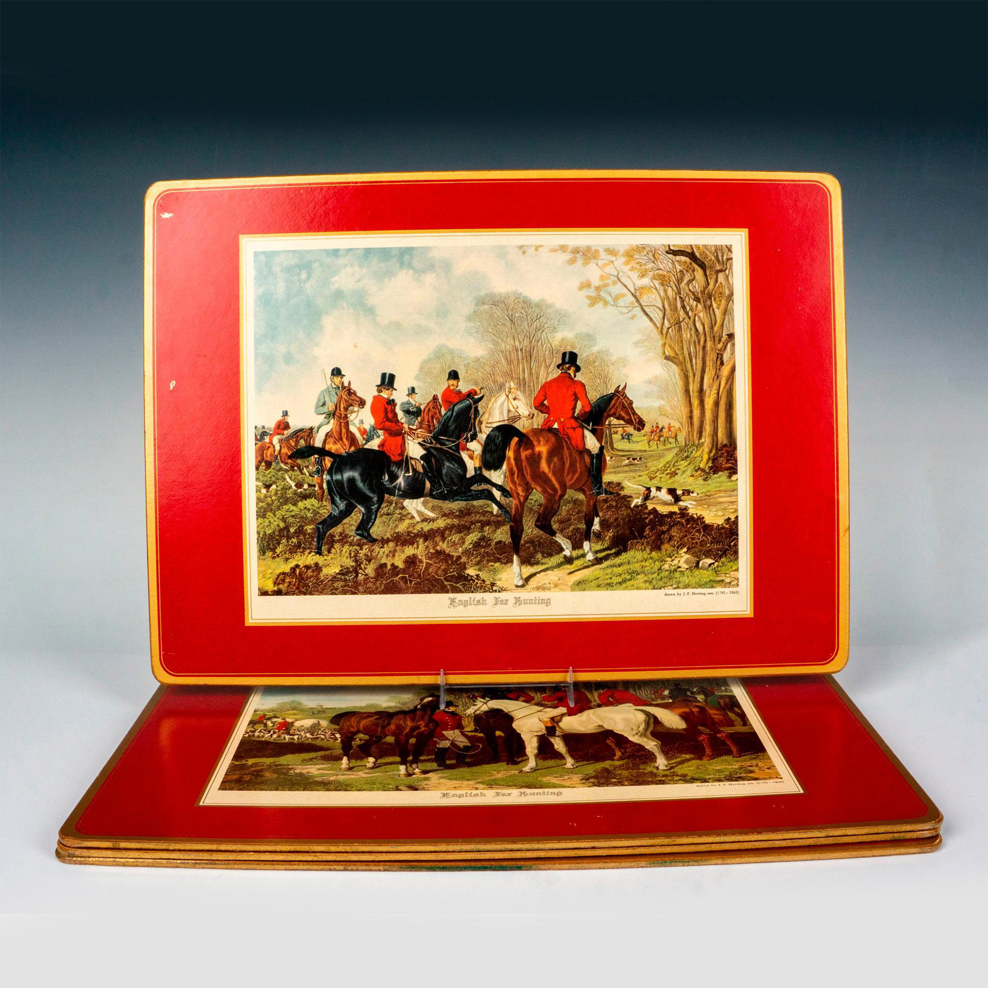 4pc Pimpernel English Fox Hunting Themed Placemats Lion and Unicorn