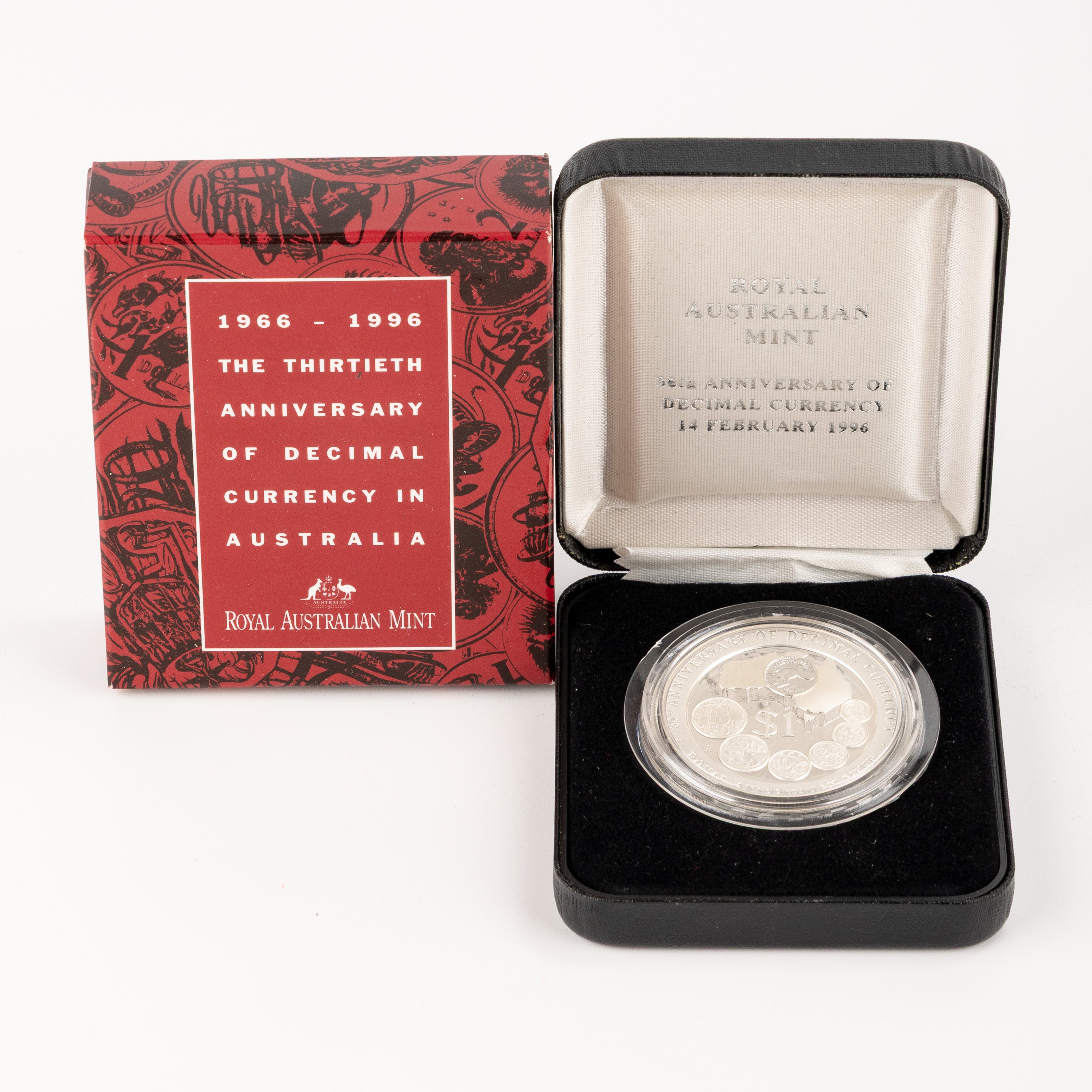 30th Anniversary of Decimal Currency Silver Proof Coin, One Dollar, 1996