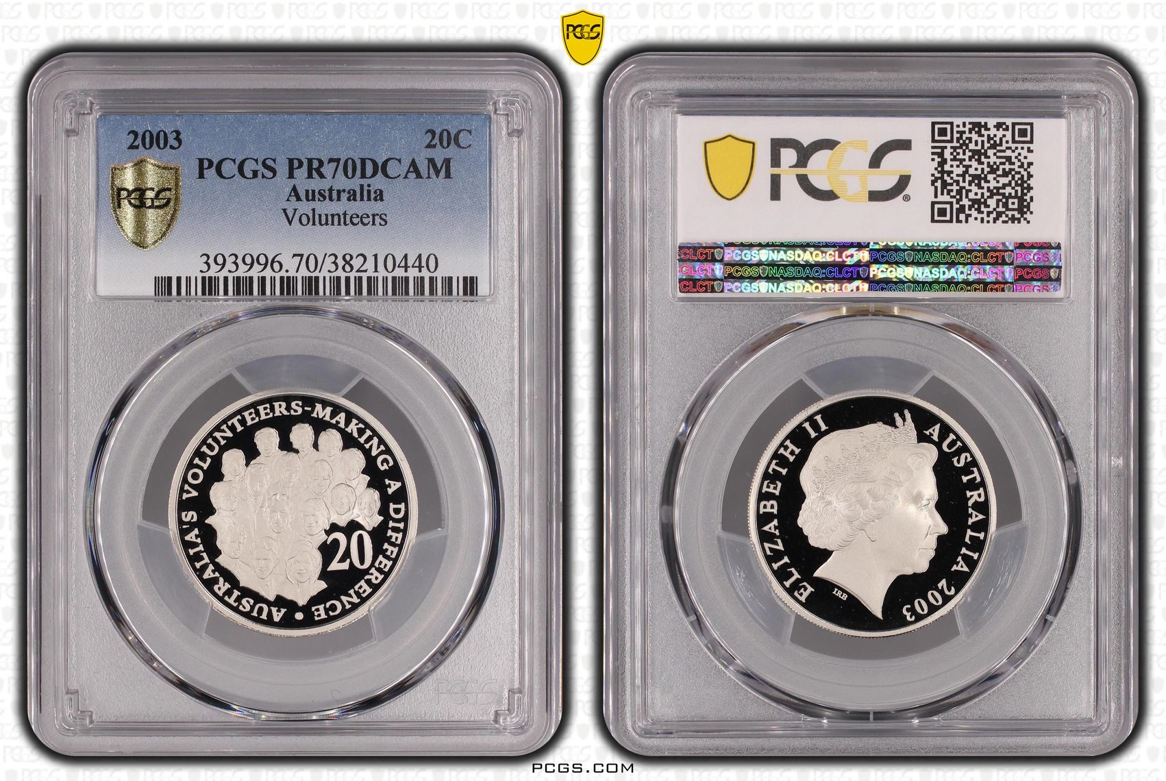 222 · 2003 Australian Twenty Cent, 20c Proof Volunteers PCGS - PR70DCAM POP 48/0 -440