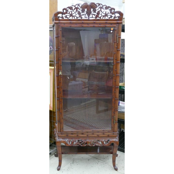 Chinese Rosewood Bamboo Motiff Display Case 78'' x 28'' x 12''