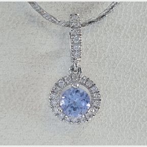 9CTWHITE GOLD PENDANT WITH 0.10CT TANZANITE & 0.08CT DIAMONDS - 51929/3385
