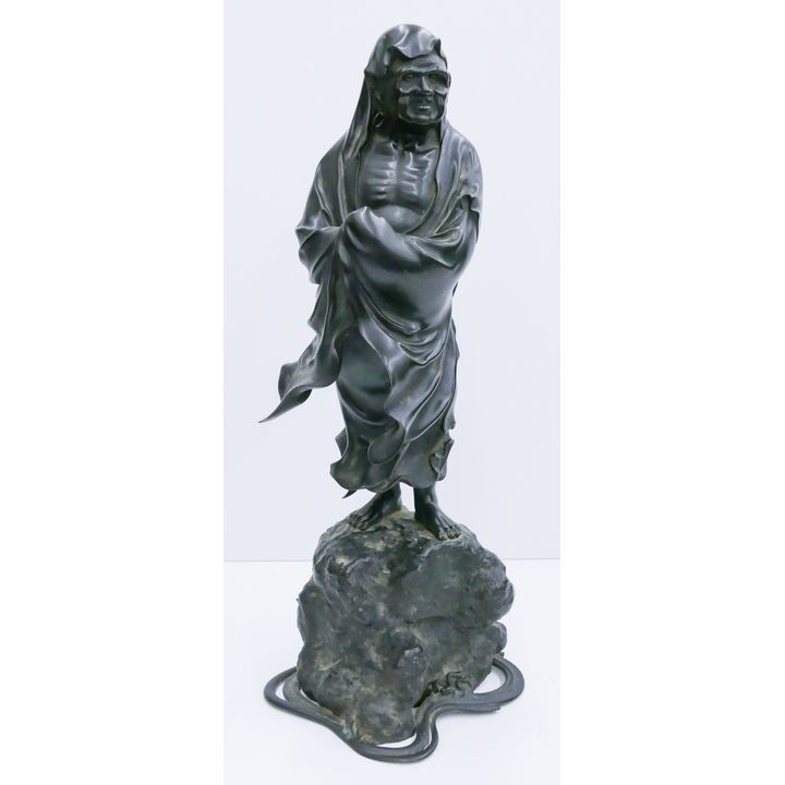 Fine Japanese Silvered Bronze Standing Daruma