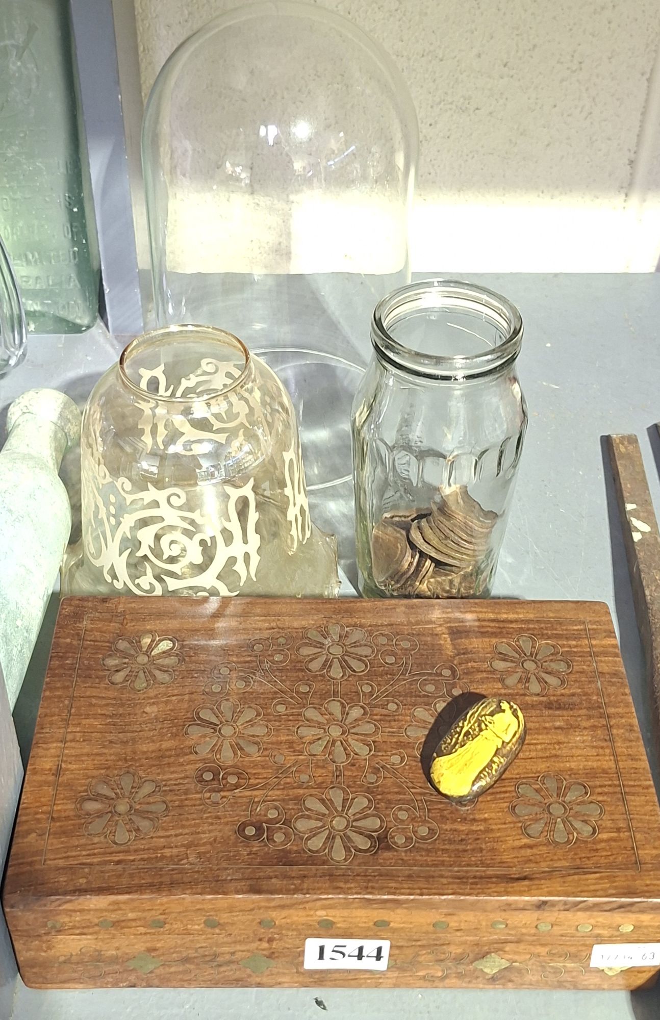 WOODEN BOX AND CONTENTS