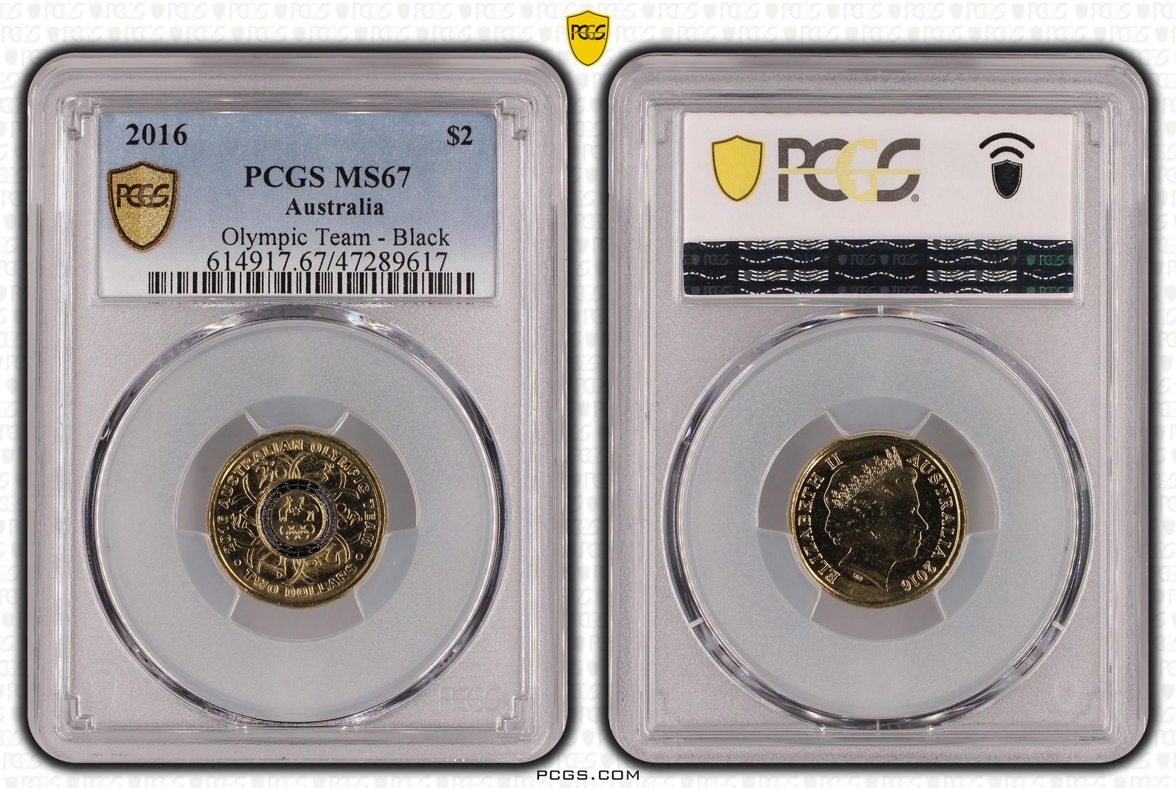 Olympic Team - Black Colorized, Two Dollar, 2016, PCGS MS67