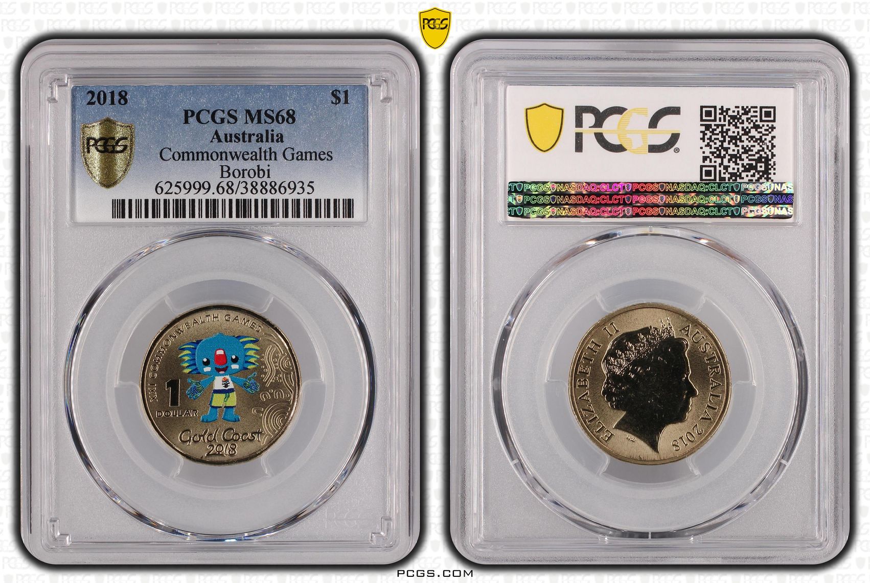 Commonwealth Games Borobi Colourised, One Dollar, 2018, PCGS MS68
