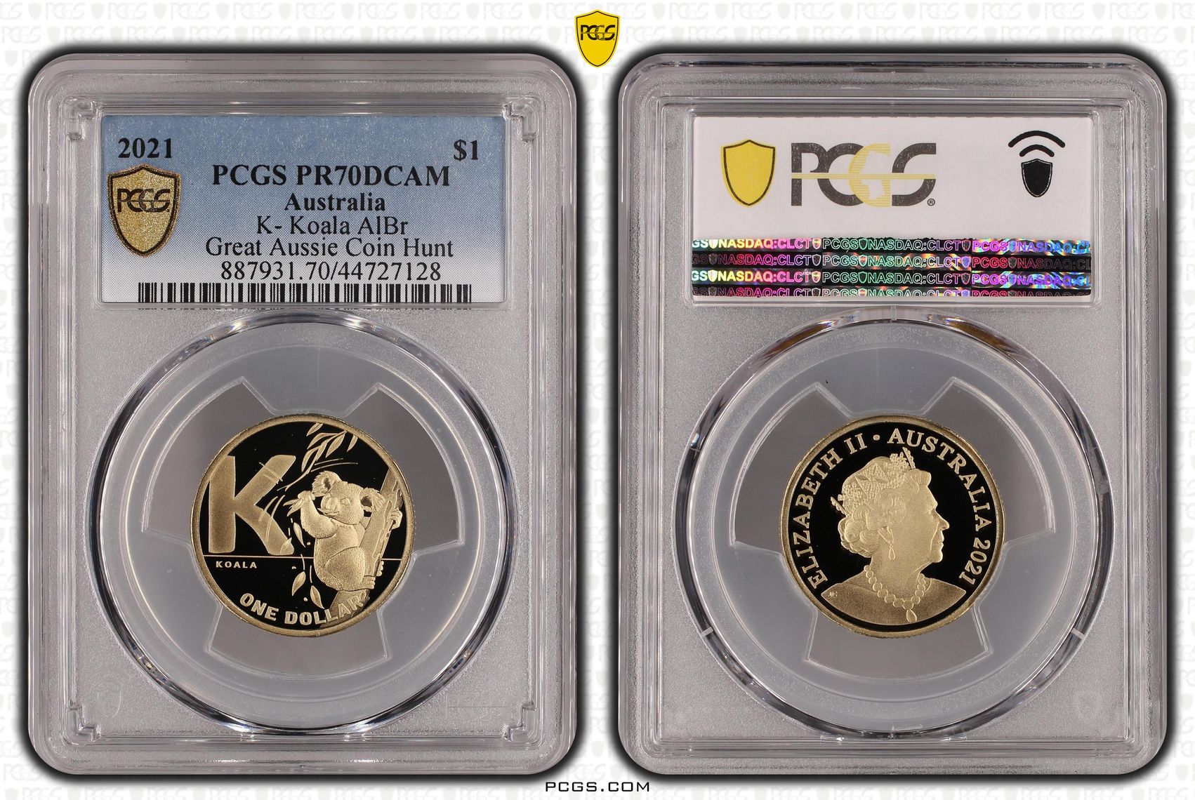 2021 Australia One Dollar, $1 K- Koala AlBr PCGS - PR70DCAM POP 16/0 -128
