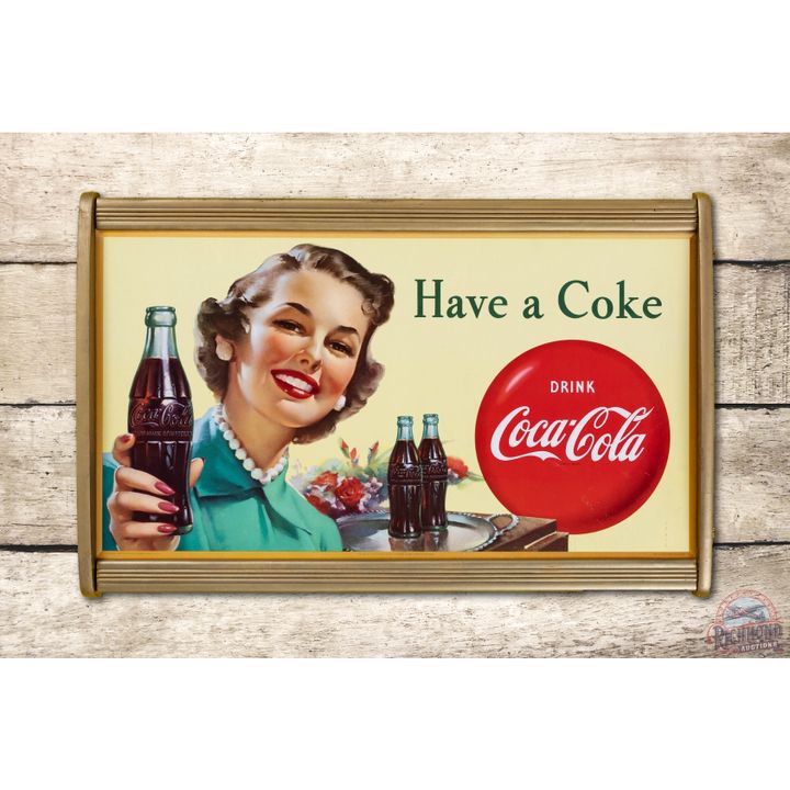 Have A Coca-Cola w/ Lady Cardboard Sign & Original Frame TAC 9