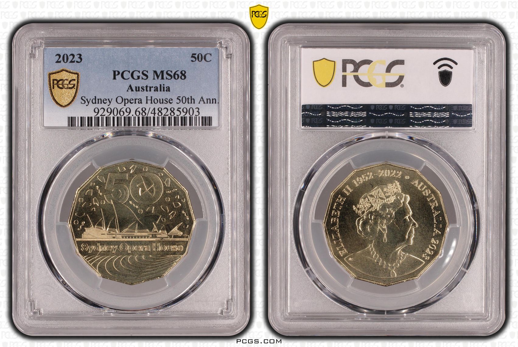 178 · Sydney Opera House 50th Ann., Fifty Cent, 2023, PCGS MS68