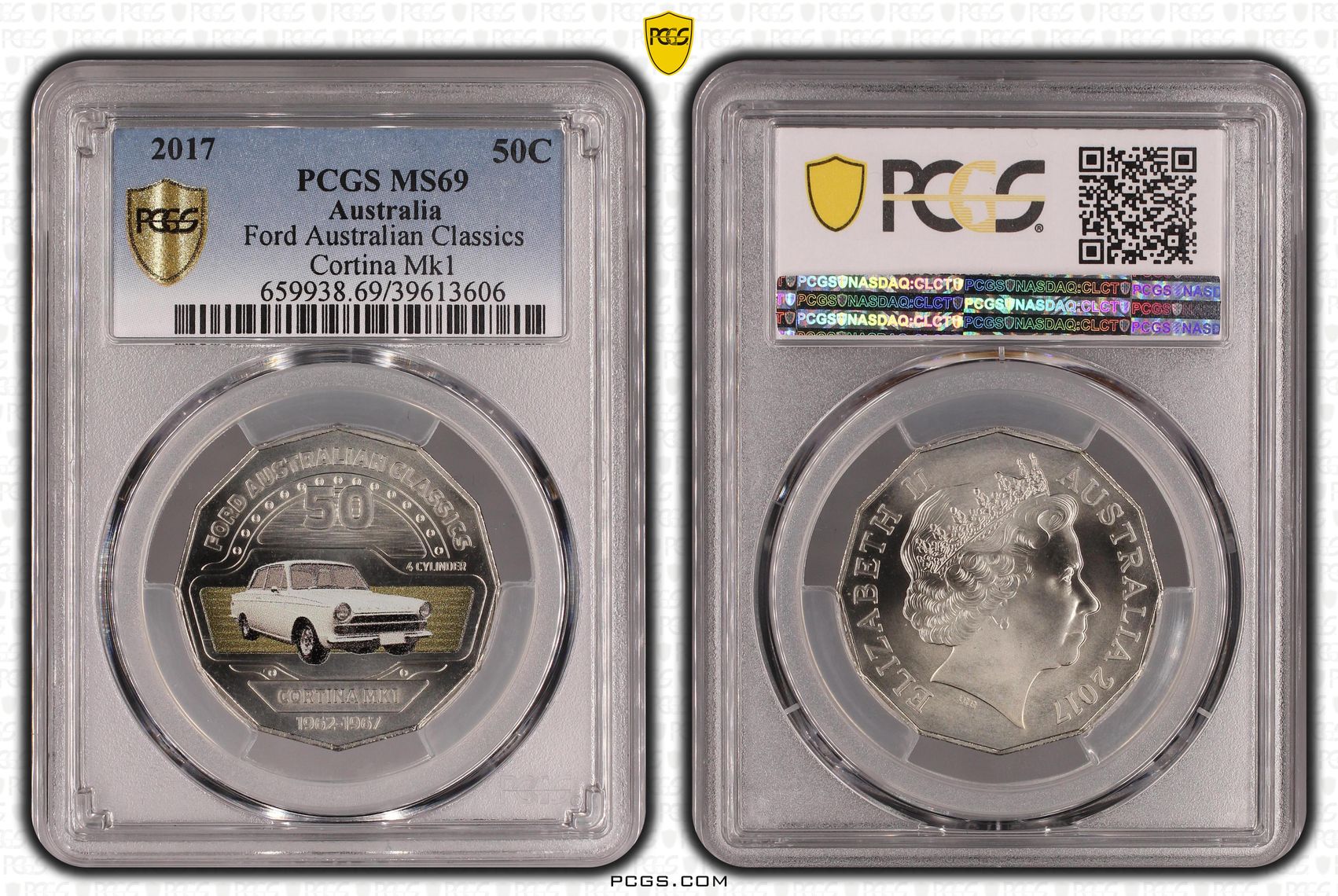 349 · Ford Australian Classics - Cortina Mk1, Fifty Cent, 2017, PCGS MS69