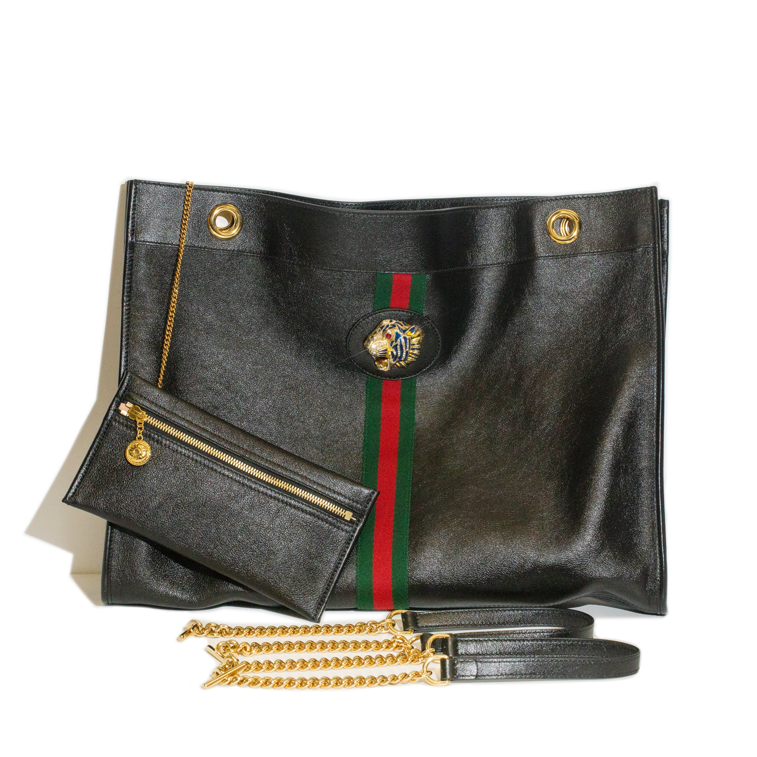 167 · Gucci 'Rajah' Large Black Leather Tote