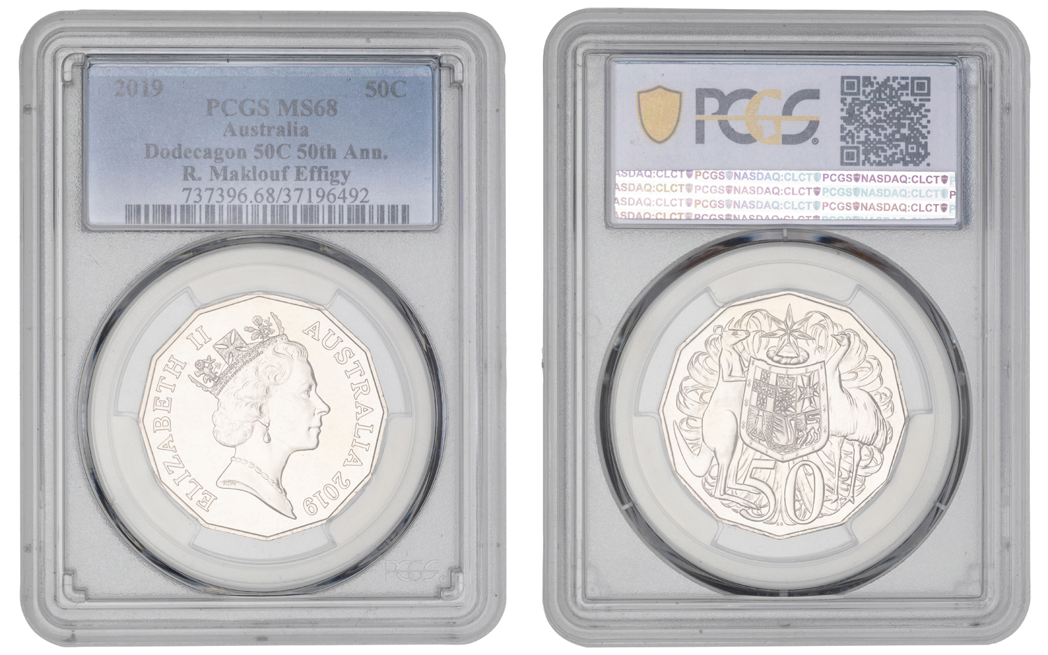 Elizabeth II, Dodecagon 50C 50th Ann. R. Maklouf Effigy, Fifty Cent, 2019, PCGS MS68
