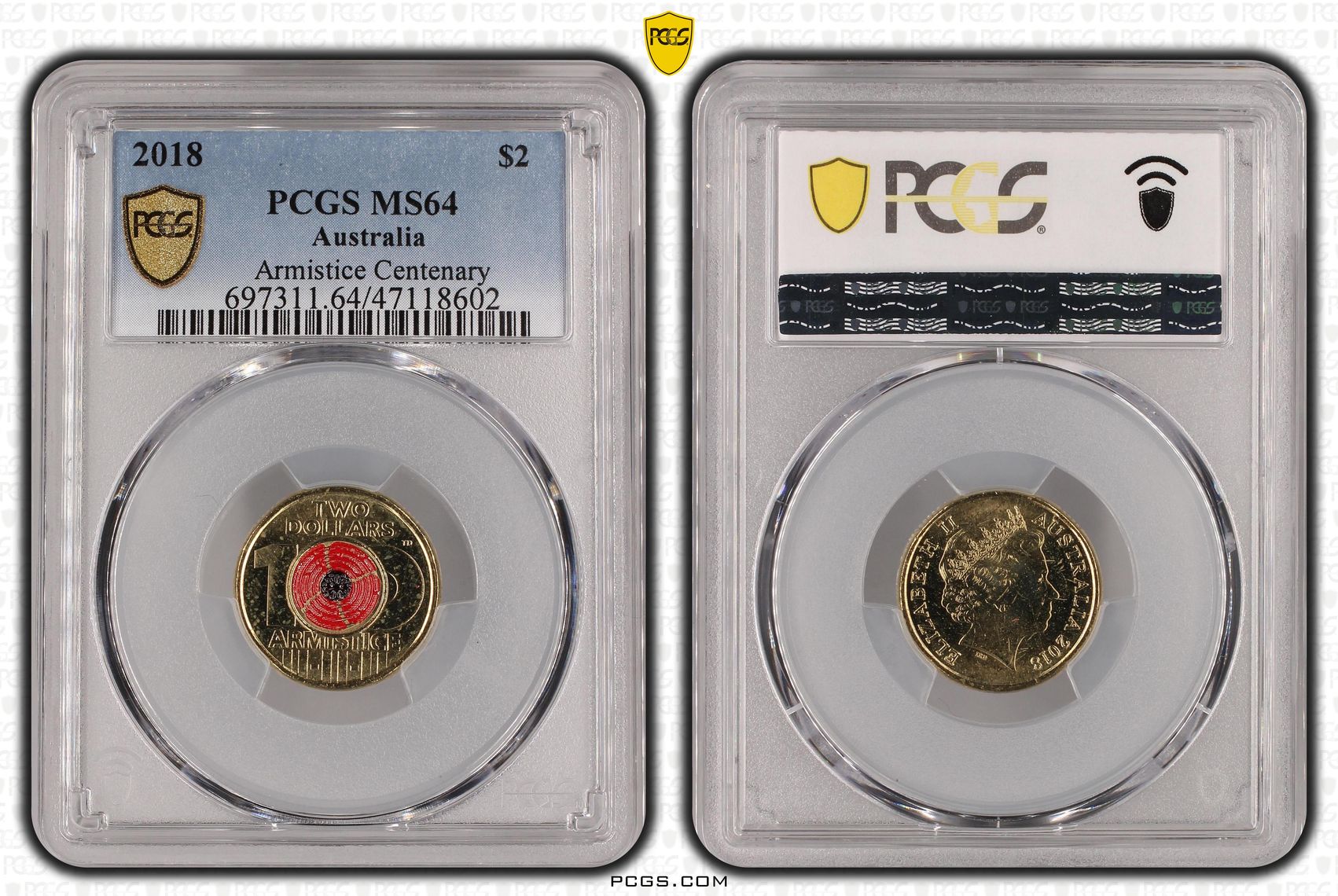 Armistice Centenary , Two Dollar, 2018, PCGS MS64