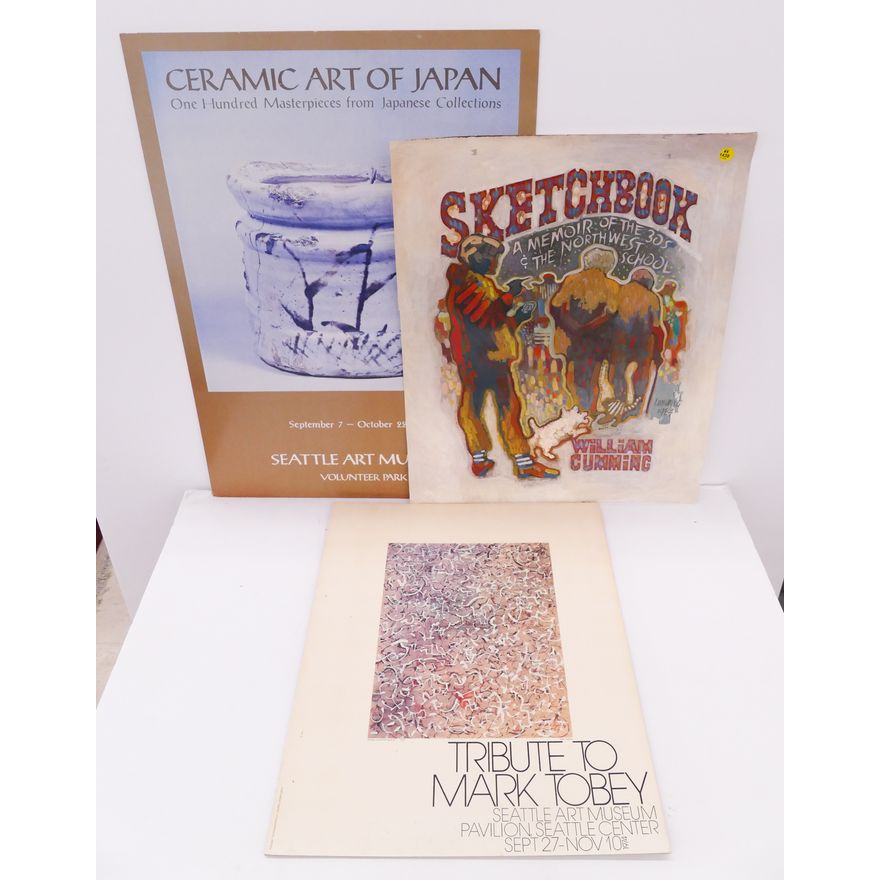 3pc William Cumming 'Sketchbook' & Mark Tobey Posters- unframed- Largest 23.5 x 18.5''