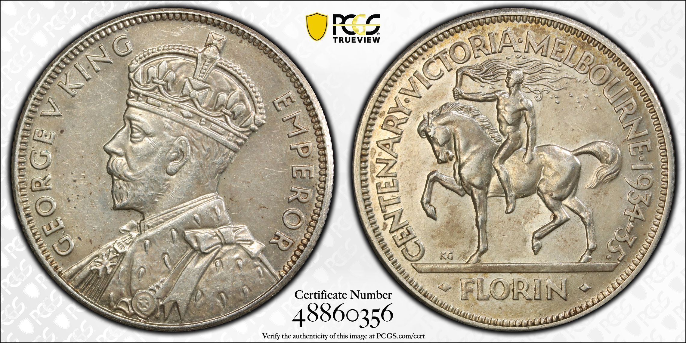 9 · Florin, 1934-35, PCGS AU58
