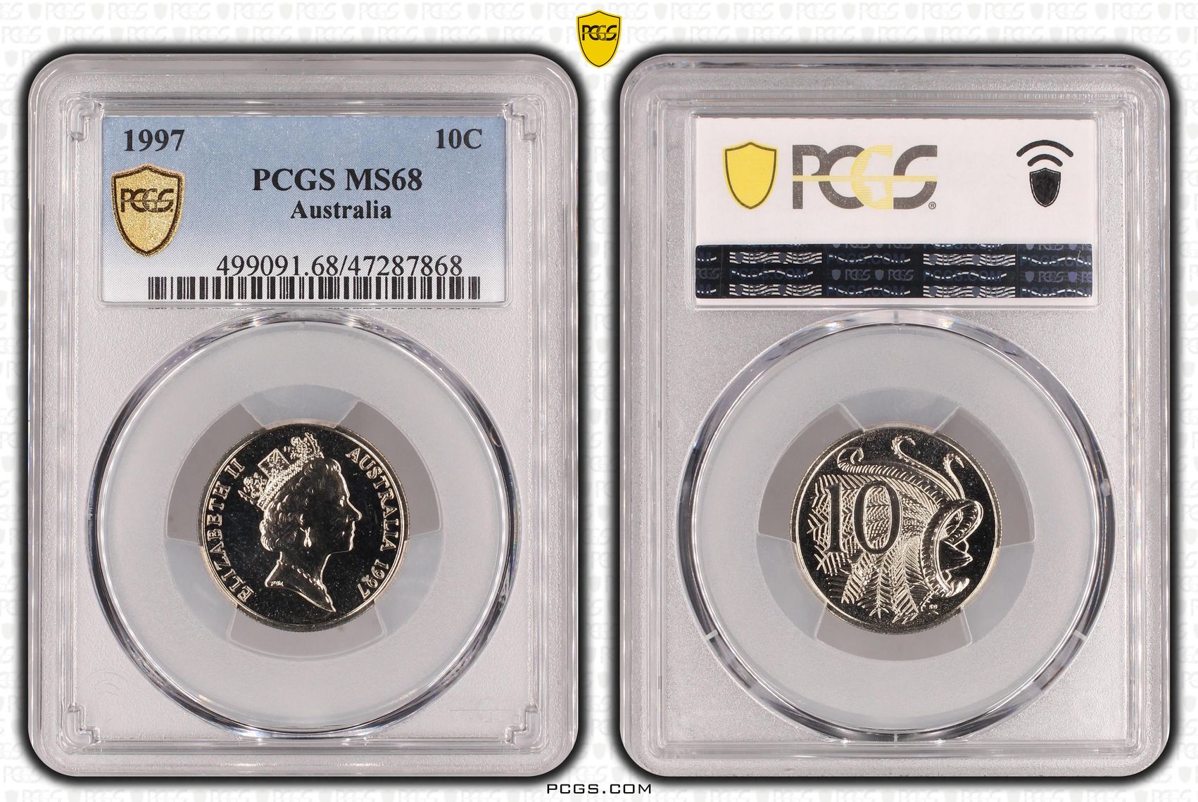 Elizabeth II, Ten Cent, 1997, PCGS MS68