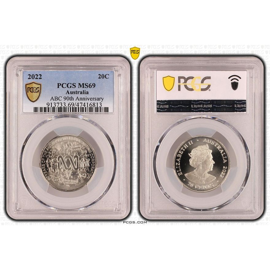 ABC 90th Anniversary , Twenty Cent, 2022, PCGS MS69