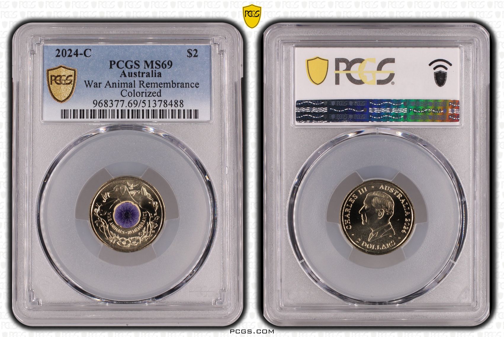 War Animal Remembrance Colorized, Two Dollar, 2024-C, PCGS MS69