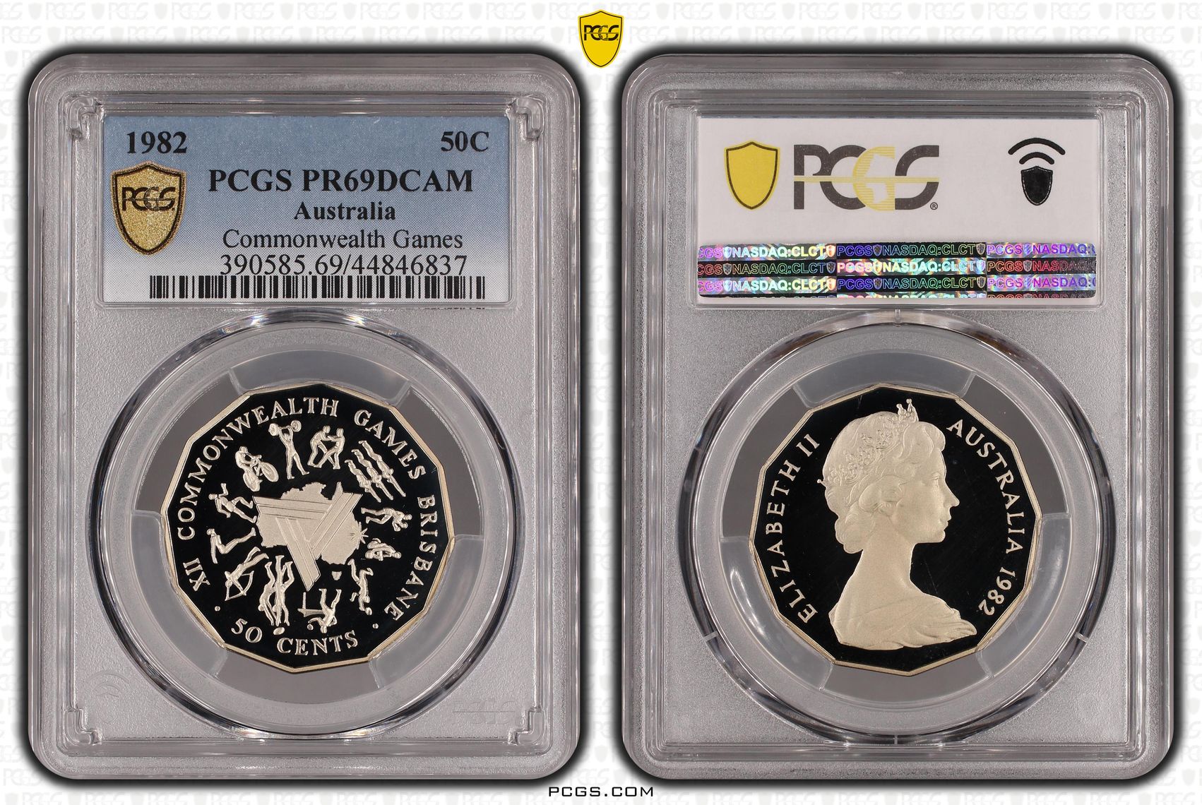 1982 Australian Fifty Cent, 50c Proof Commonwealth Games PCGS - PR69DCAM -837