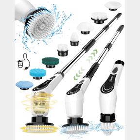 ELECTRIC SPIN SCRUBBER CORDLESS CLEANING BRUSH SHOWER CLEANING BRUSH WITH 8 REPLACEABLE BRUSH HEADS POWER SCRUBBER 2 ADJUSTABLE