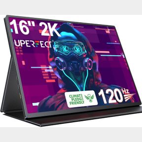 UPERFECT 2K 120HZ PORTABLE GAMING MONITOR, 16" 2560X1600 QHD PORTABLE MONITOR HDR FREESYNC LAPTOP MONITOR W/VESA & SMART CASE MATT