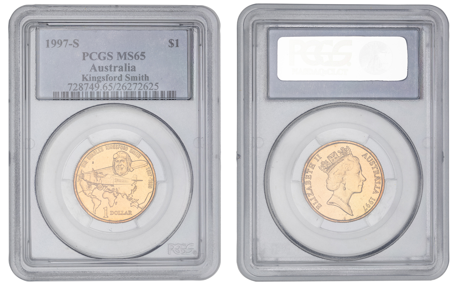 Elizabeth II, Kingsford Smith, One Dollar, 1997-S, PCGS MS65