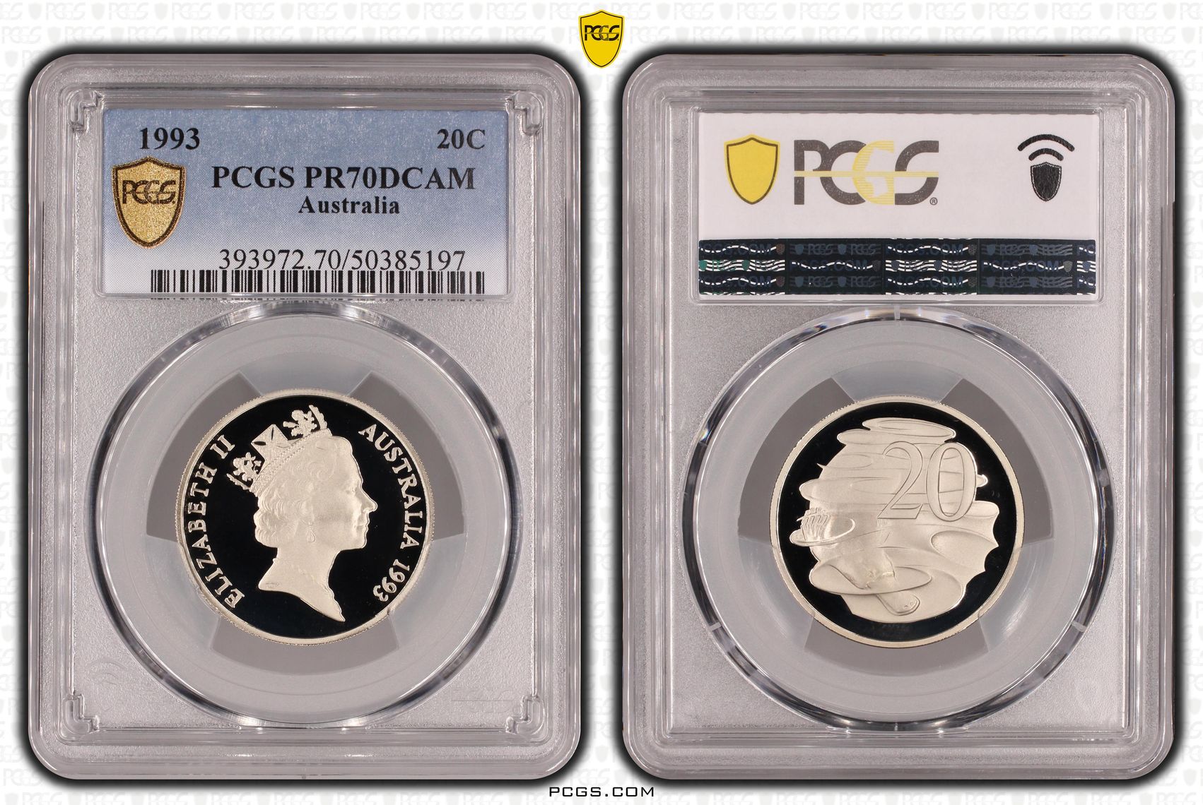 Twenty Cent, 1993, PCGS PR70DCAM