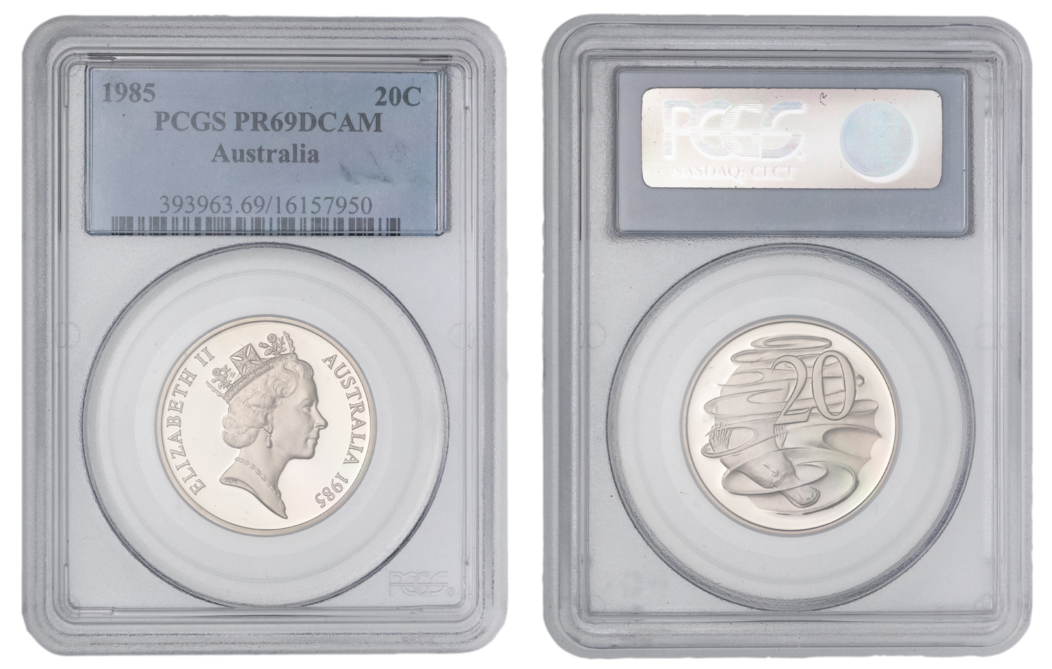 Elizabeth II, Twenty Cent, 1985, PCGS PR69DCAM