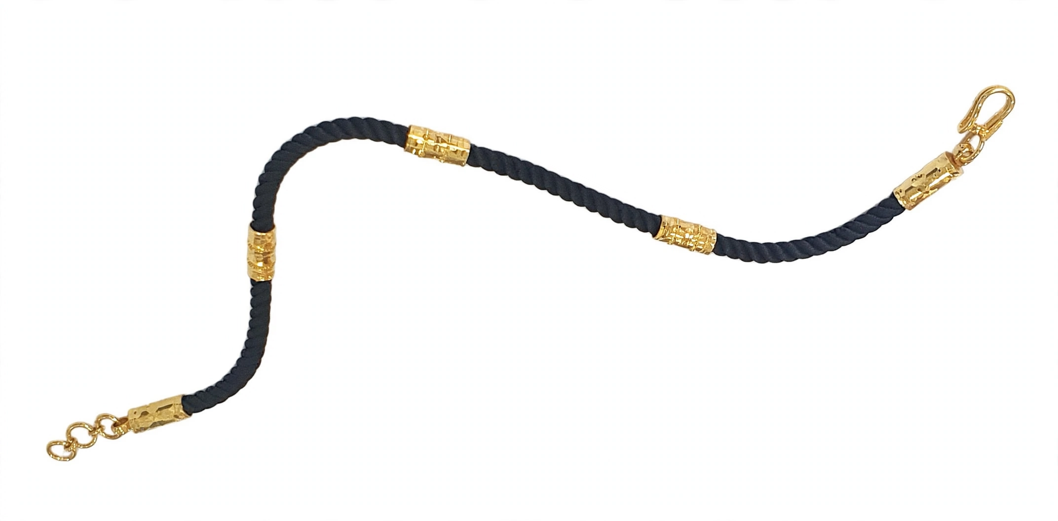 BLACK BRACELET WITH 9CT YELLOW GOLD TUBES - 51929/5048 | Aucor