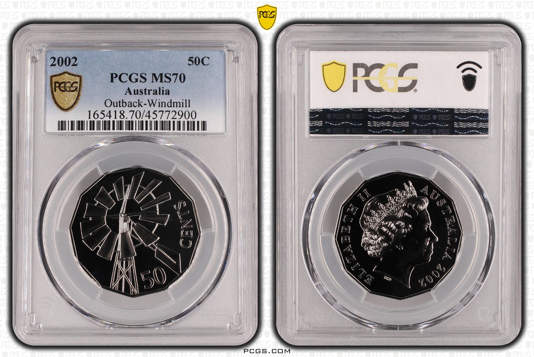 Elizabeth II, Outback-Windmill, POP 6/0, Fifty Cent, 2002, PCGS MS 70
