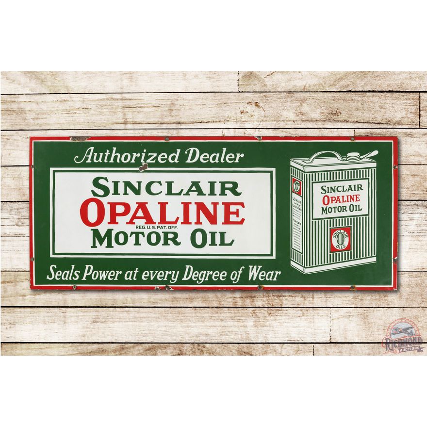 4' Sinclair Opaline Motor Oil Authorized Dealer w/ Can Porcelain Sign