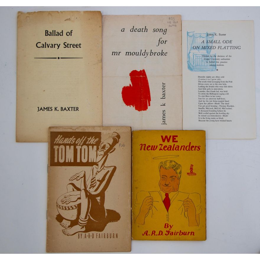 FAIRBURN, A.R.D.  [2 titles & 3 political broadsheets by J.K. Baxter] - Hands off the Tom Tom
